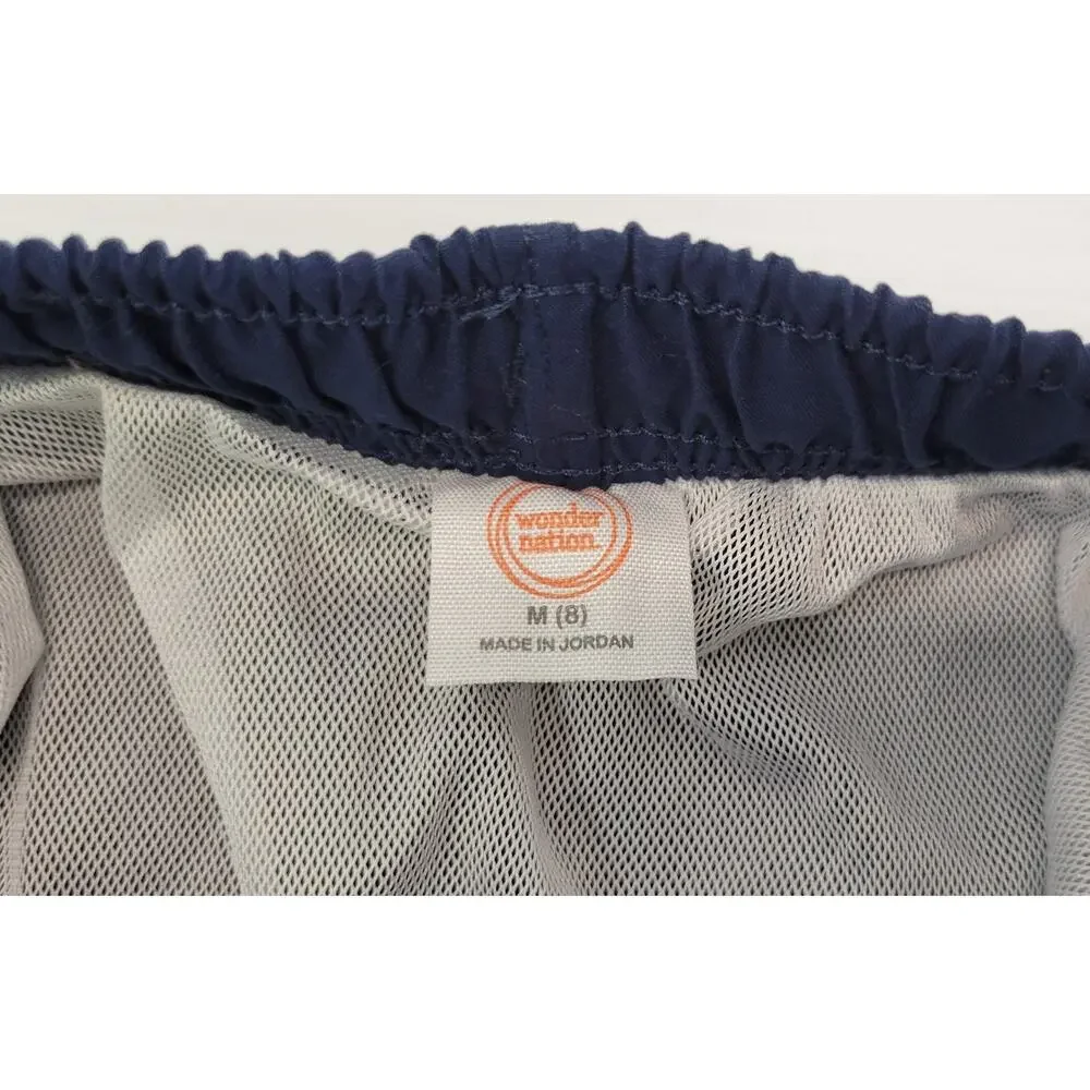 L9) Children Wonder Nation Navy Blue Boys Swim Trunk Shorts Medium 8
